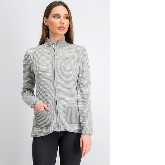 karen scott zip front sweater